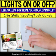 LIFE SKILLS TASK CARDS Lights On or Off Task Box Filler